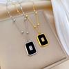 Square Plate Round Bead Temperament Personality Minimalist Furnace Real Gold Female Collarbone Necklace