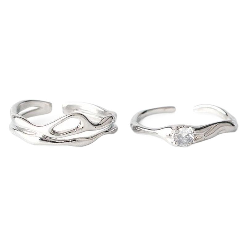 S999 Sterling Silver Unisex Couple Rings - Personalized, Cool, High-End Irregular Design, Openable Finger Rings