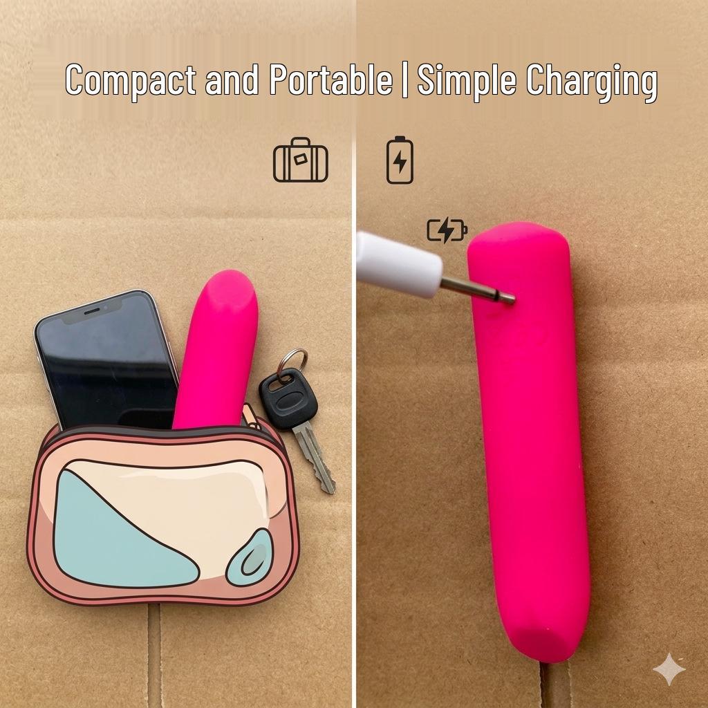 Rechargeable 10-Mode Mini Bullet Vibrator - Strong, Portable Silicone Massager for Women