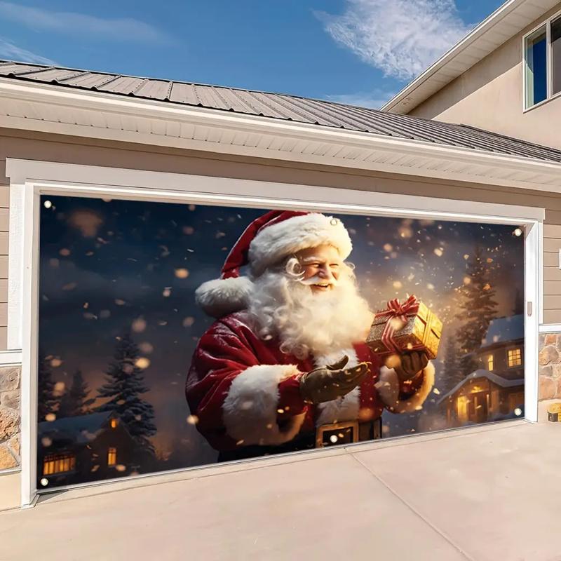 1pc2D flat Christmas garage door banner decoration for home garden and commercial entrance no power required wsj