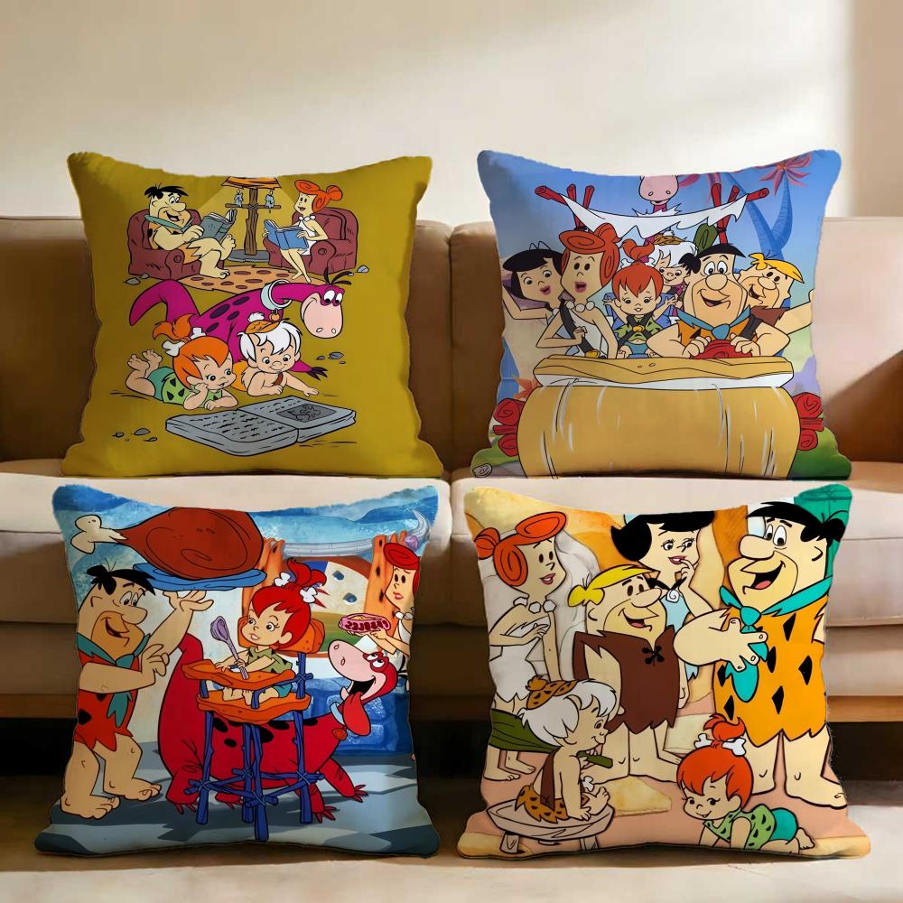 Cartoon Classic F-Flintstones Cushion Cover Multi-Scene Pillow Cover for Home & Car - Reversible, Soft & Durable for Daily Use