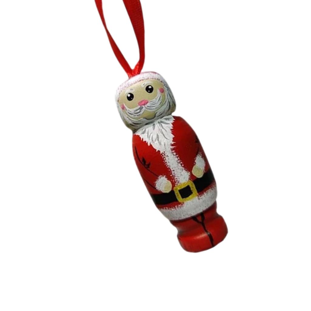 Handgemachter Weihnachtsmannförmiger Anhänger für Weihnachtsbaum Handbemaltes Holz Hängeanhänger Festivaldekoration für Zuhause