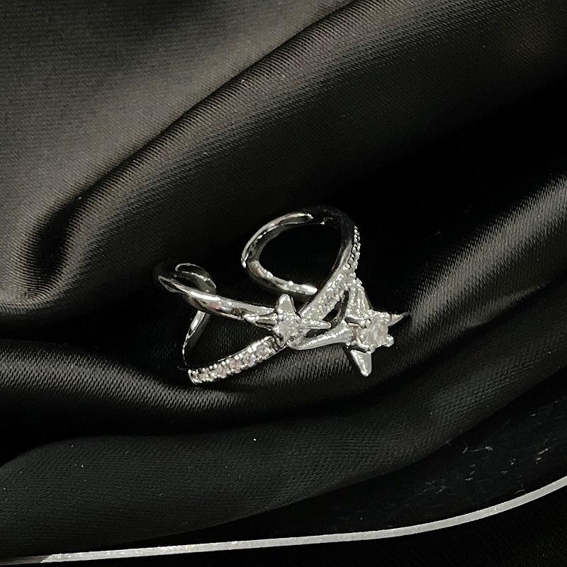 Light Luxury Pink Bow Open Ring Series Cold Wind Advanced Index Finger Ring Niche Design Ring