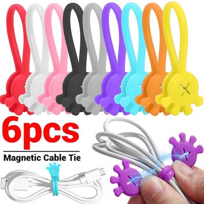 Silikonové magnetické stahovací pásky Držák na kabel k telefonu Klipy Opakovaně použitelný magnetický organizér kabelů pro sluchátka USB nabíječku Správa kabelů