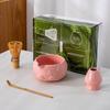 4-8pcs Cherry Blossom gradient pink Matcha Bowl with Matcha Whisk Set Japanese Tea Set Includes Matcha Bowl with Spout