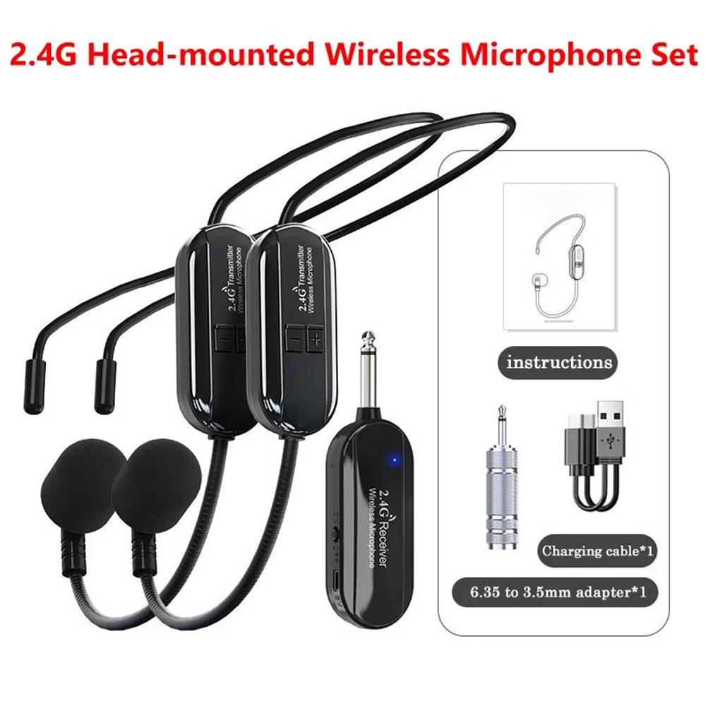 2.4G Headset Wireless Microphone Kit Transmitter with Receiver for Voice Amplifier Speaker Teaching Stage Guide