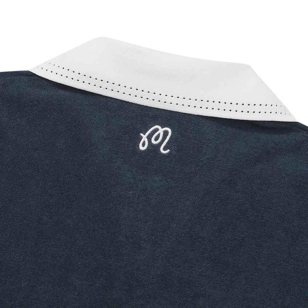 MALBON GOLF Color Block Open Collar T-Shirt Navy (Woman)