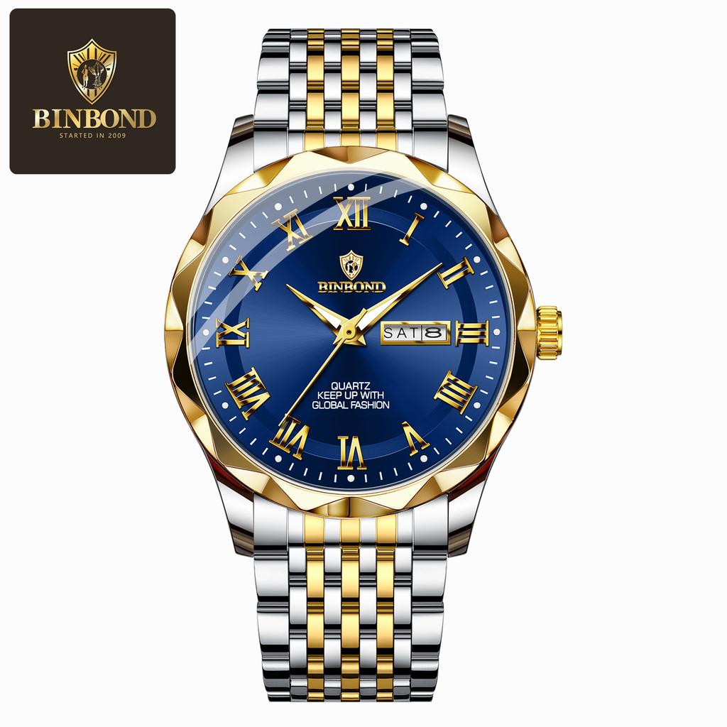 Men's Waterproof Luminous Business Watch Double Calendar Dial Quartz Watch