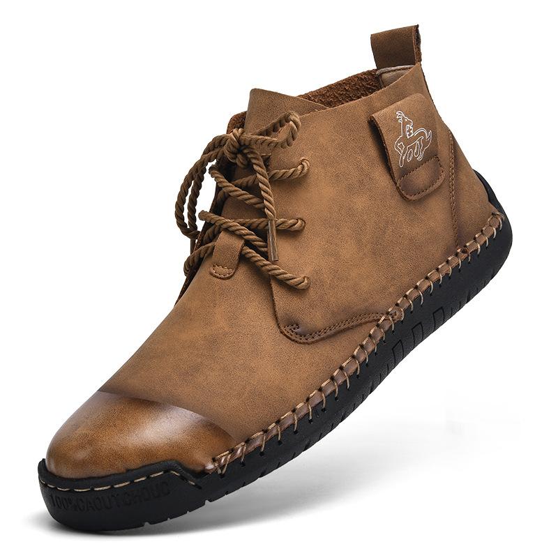 

Цветные туфли мужские ретро старые ботинки Martin новые зимние высокие британские повседневные Челси оснастка кожа 48 коричневый