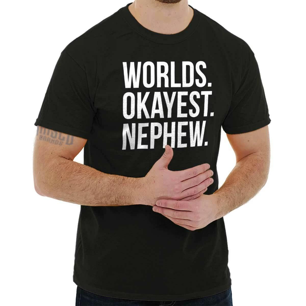Funny World s Okayest Nephew Family Humor Mens Casual Crewneck T Shirts Tees S