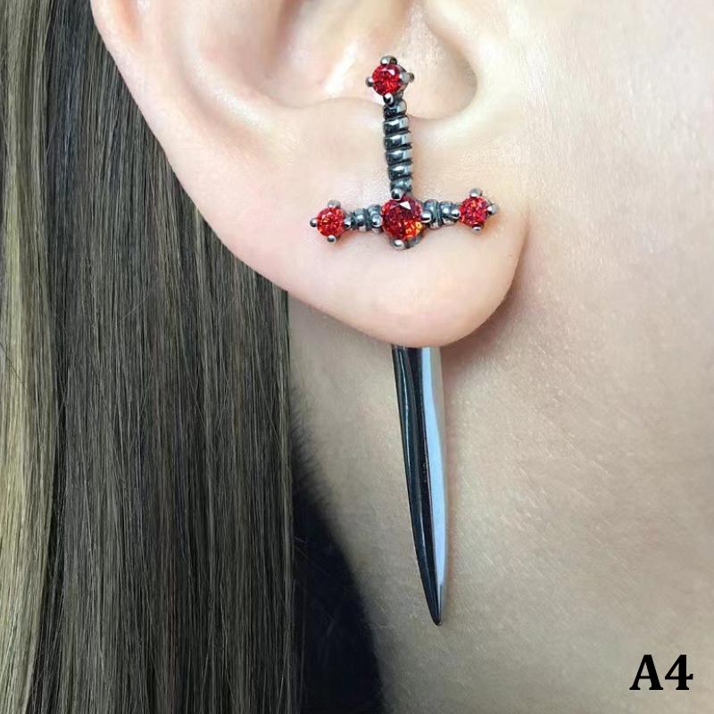 Gothic Sword Earrings Vintage Cool Punk  Ear Jacket Goth Dagger Earrings Jewelry Gift For Women