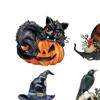 Scary Witch Hat Castle Wall Art 36Pcs Vintage Halloween Wooden Hanging Ornaments, Pumpkin Black Cat Ghost Tree Pendant Ornaments Crow Tags,