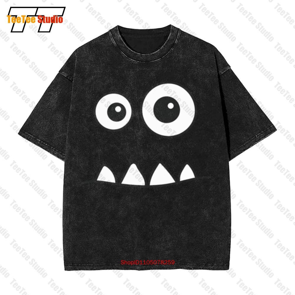 Monster Face Funny Halloween Alien Party Vintage Oversized TShirt U S