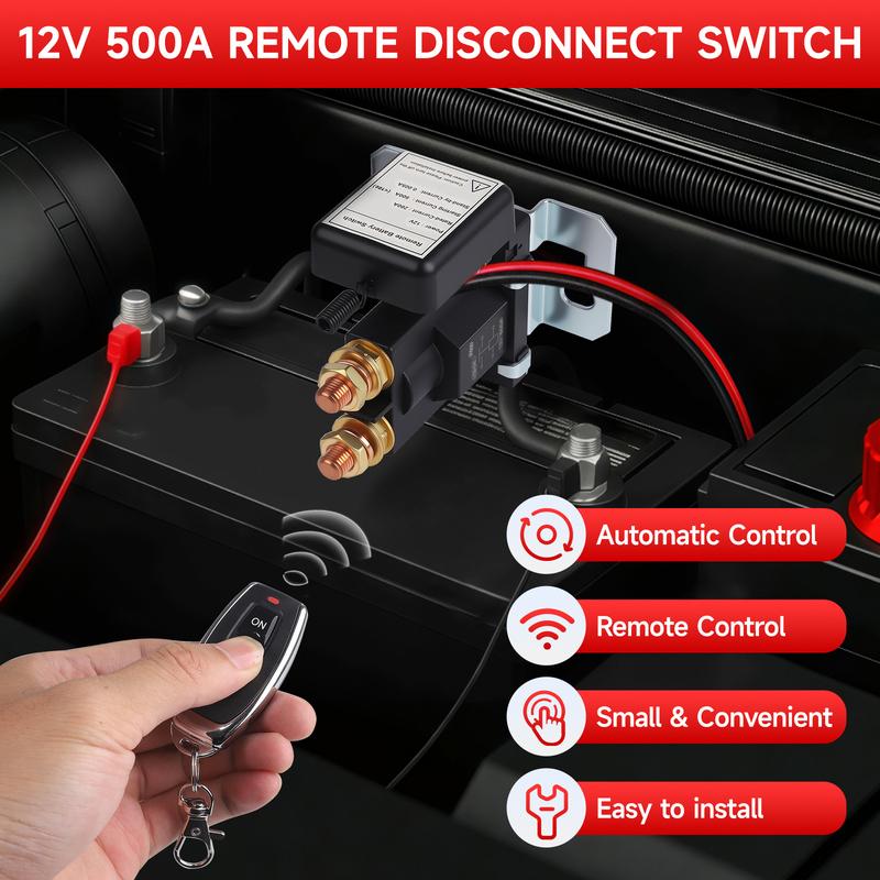 CNSPEED 500A Remote Battery Disconnect Switch 12V DC Car Kill Switch Anti Theft Kit Prevent Battery Drain For Car Auto RV Truck
