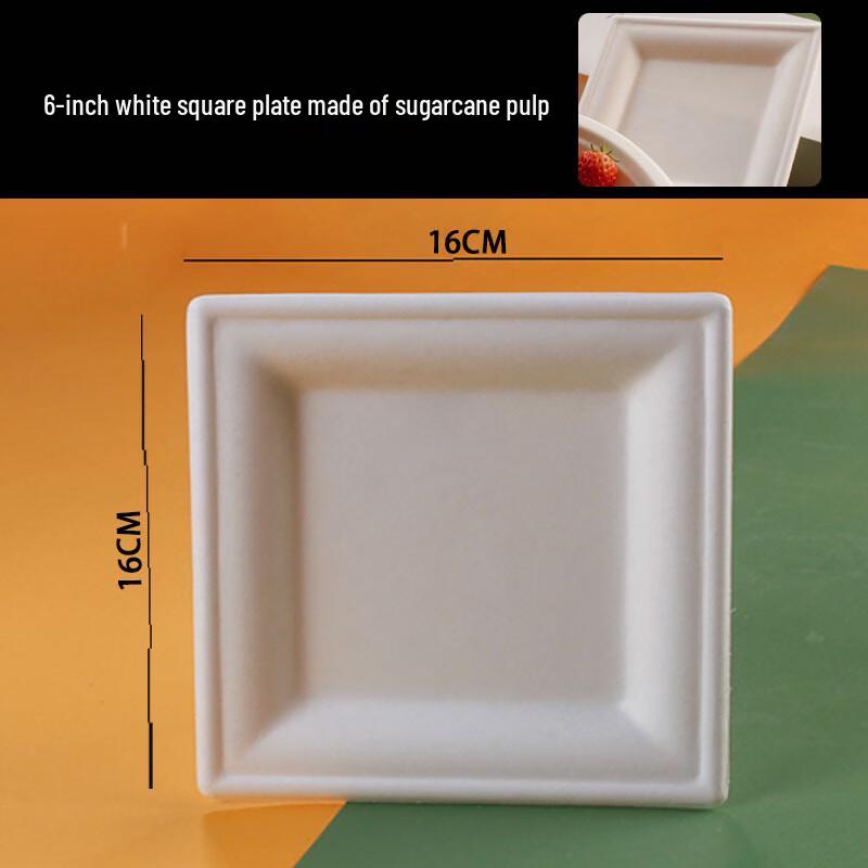 Hengming Taihe Disposable Sugarcane Pulp Square Plates (50-count)
