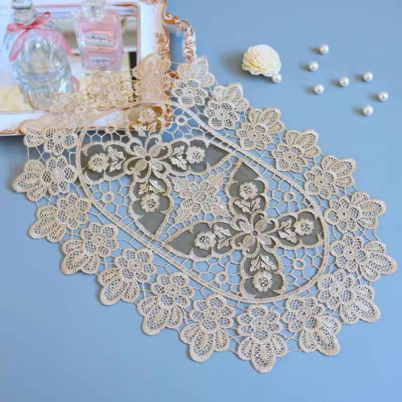 

Вінтажна вишивка В’язаний гачком Шампанське овальний килимок підставка для квітів горщик для квітів бонсай меблі серветка Різдвяне оформлення весілля Oval 30x45cm