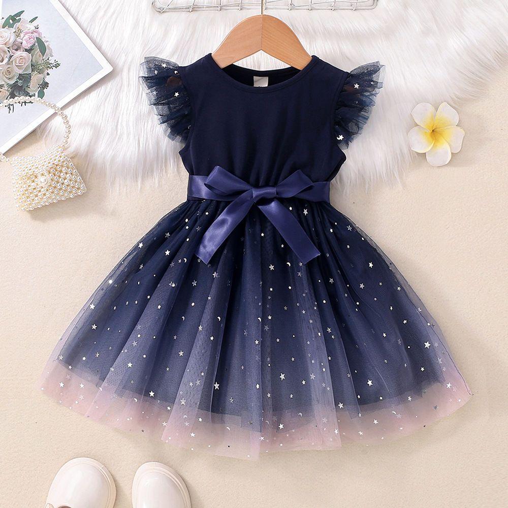 Girls' Fashionable Star-Print Dress: Sweet Summer Tulle Princess Dress for Kids