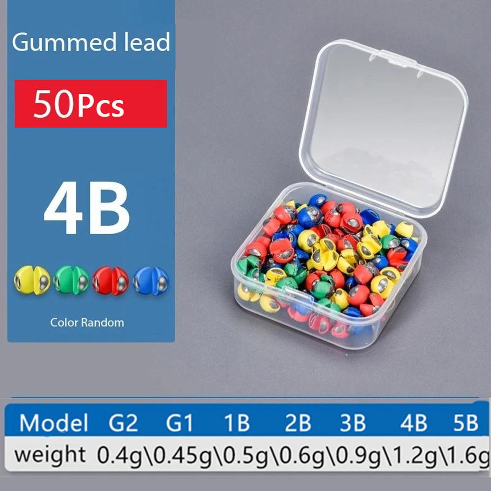 50PCS Quick Opening Fishing Lead Sinker Set, Round Bite Weights Biting Clip, Wrapping Glue, Not Damaging Line,Rock Fishing Gear