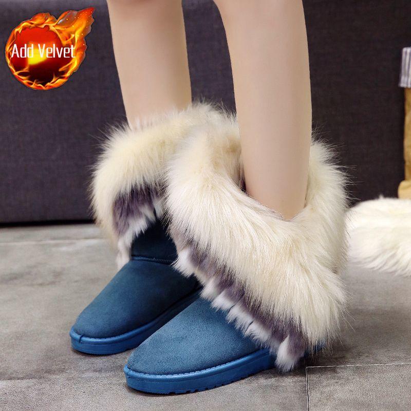 Fashion Winter Round Toe Plush Mid Calf Furry Snow Boots for Women High Quality Hot Woman Shoes Non Slip Lamb 2025 New in Y2k Footwear
