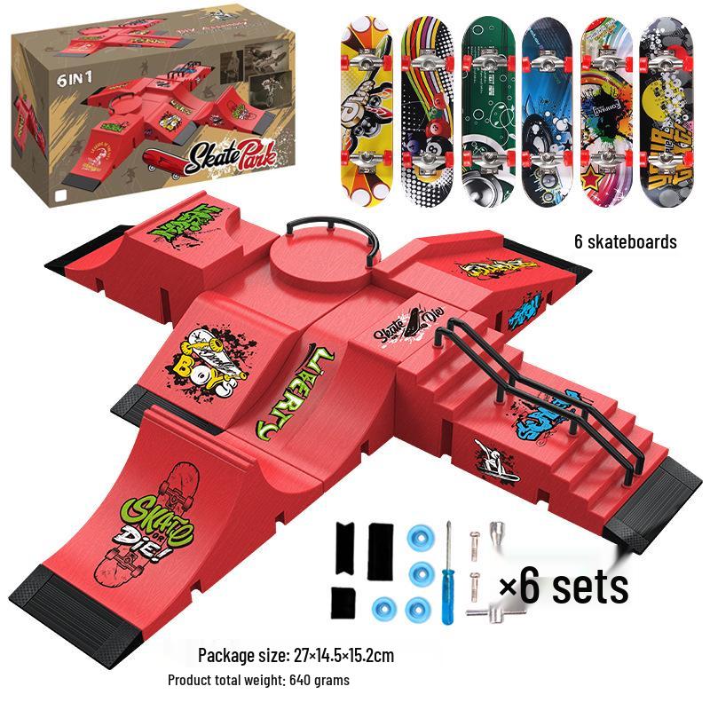 Finger Skateboard Park Scene Props 6-in-1 Set - Creative Novelty Toys for Kids