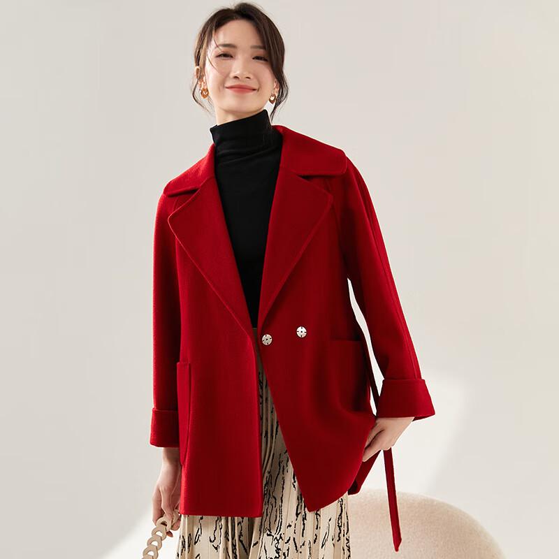 Women's 100% Wool Notched Lapel Double-faced Mid-length Winter Coat