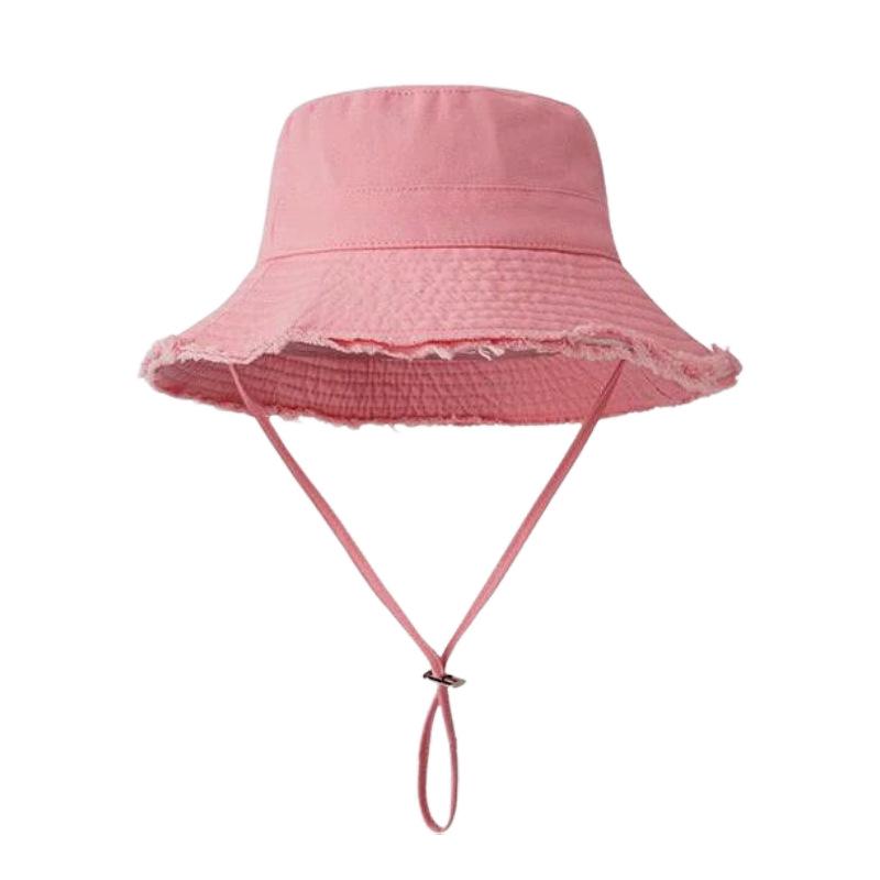 Frayed Edge Cotton Bucket Hat: Summer Sun Protection for Outdoor Travel and Shopping