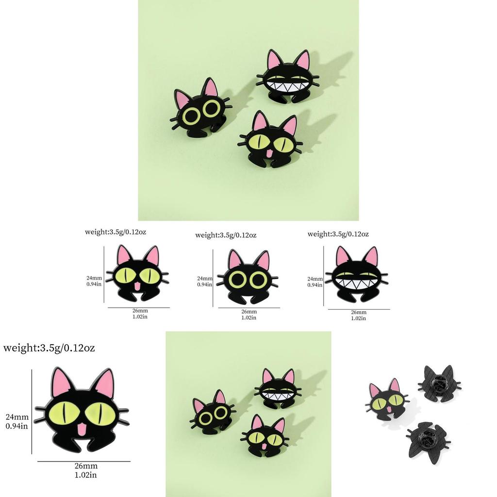 Cartoon Cat Brooch Pin Funny Black Cat Metal Badge Alloy Oil Drop Bag Accessory