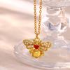Vintage Enamel Necklace For Women Gold Color Flower Stone Charm Bee Sun Pendant Drip Oil Collier Femme Aesthetic Jewelry Gifts