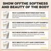 Kroppstvätt/schampo/balsam/bodylotion med rispuré rengör och återfuktar och avlägsnar djupt smuts från huden