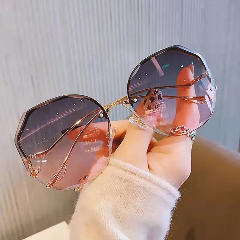 New Fashion Exquisite Borderless Trim sun glasses Retro Color Gradient sun glasses Unisex Mountaineering Cycling Glasses Summer for daily use