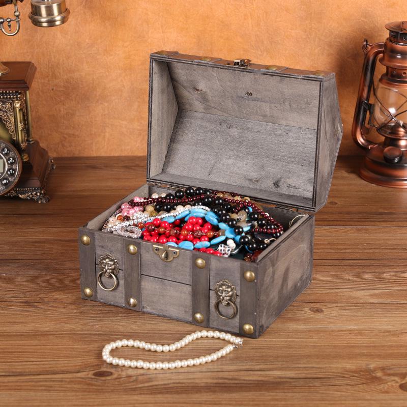 Wooden House-Shaped Lockable Storage Box for Film Props & Jewelry