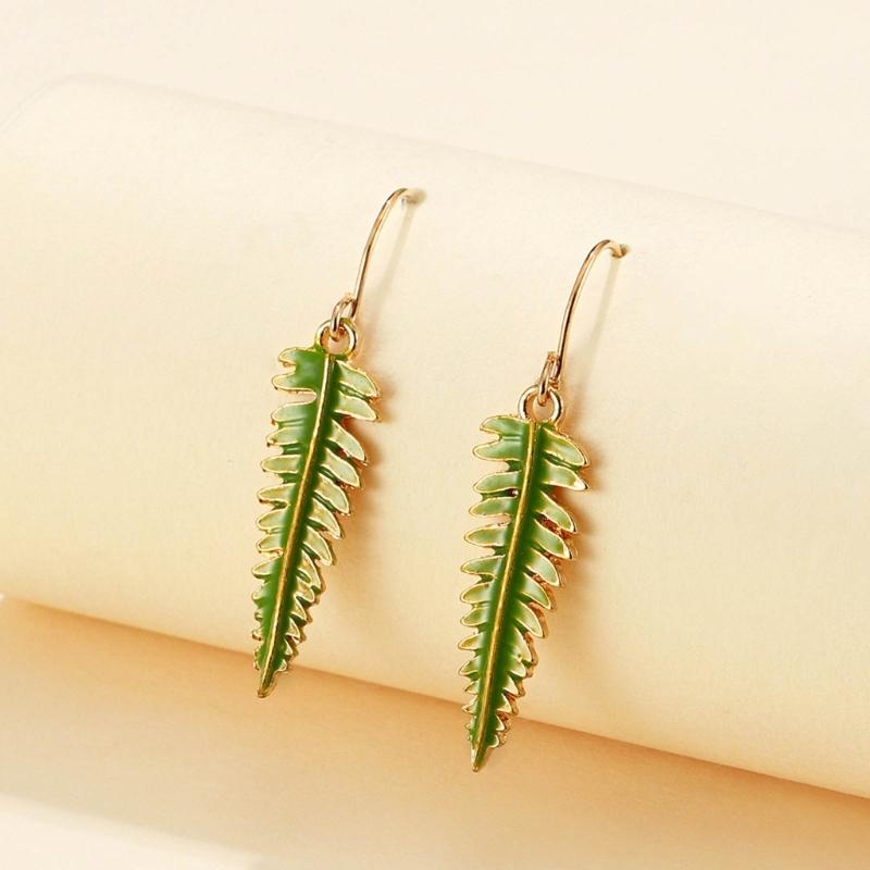 Delicate Leaf Shaped Earrings Bohemian Fern Leaf Earrings Green Leaf Dangle Hook Earring Unique Jewelry Women Girl Teen