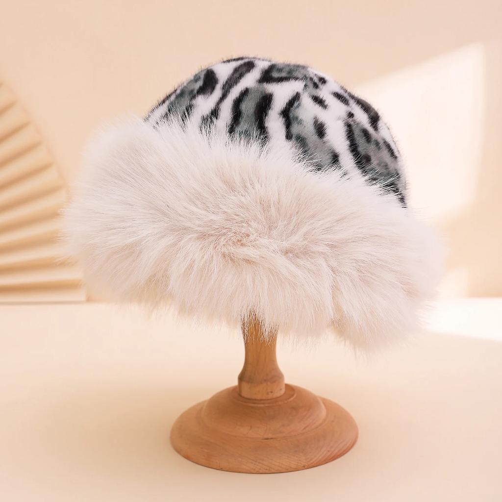 Winter Fleece Leopard Print Mongolian Hat,personality Fashionable Warm and Soft,women's Autumn Winter Fisherman Hat for Holiday