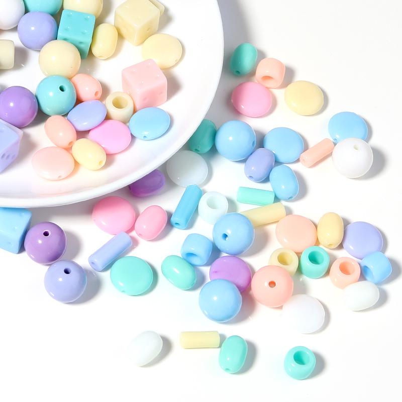 Colored Acrylic Loose Beads Various Shapes Round Square Mixed Spacer Bead Handmade Charm Jewelry Bracelets Necklace Supplies