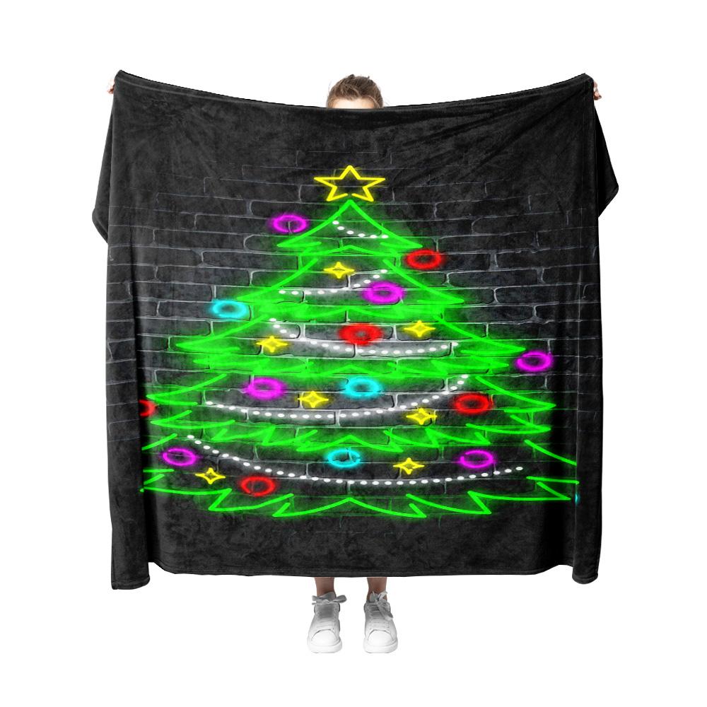 Tuniu Neon Christmas Blanket Flannel Throw Sofa Bed Room Decor Festive Gift Idea
