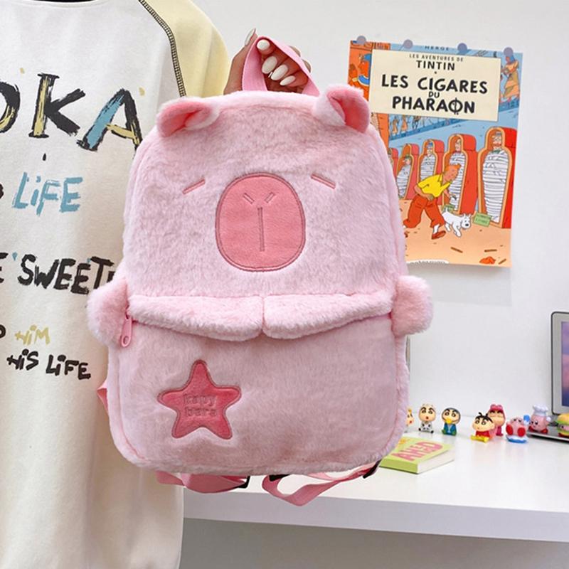Kawaii New Capybara Plush Backpack for Women Versatile Cartoon Funny Capibala Bag Large Capacity Tote Bag Gift