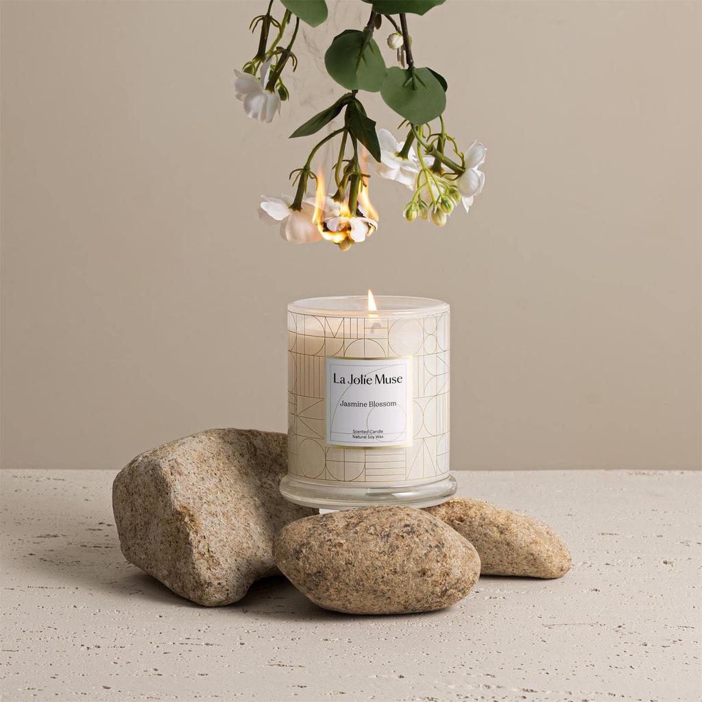 LA JOLIE MUSE Aroma Candle, Jasmine Scent, 65-Hour Burning Time, Natural Soy Wax, Jar Candle, Gift