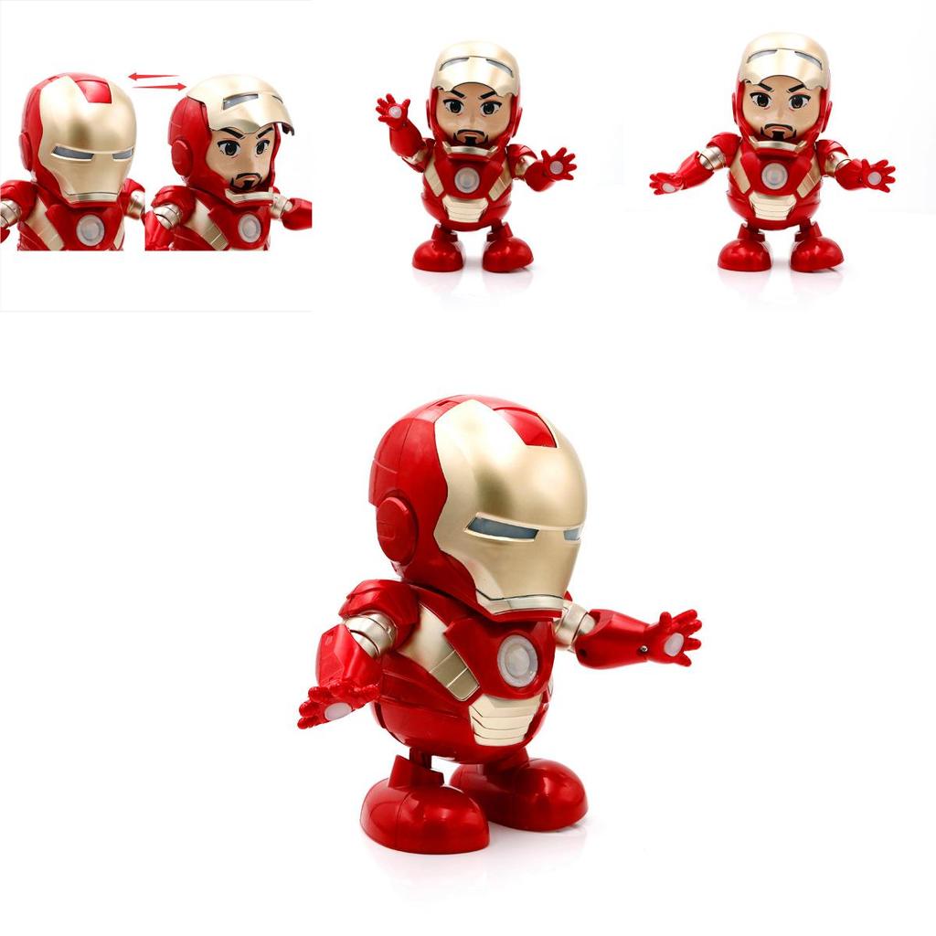 Vibrant Dance Iron Man Action Figure Toy With Led Flashlight And Sound Features