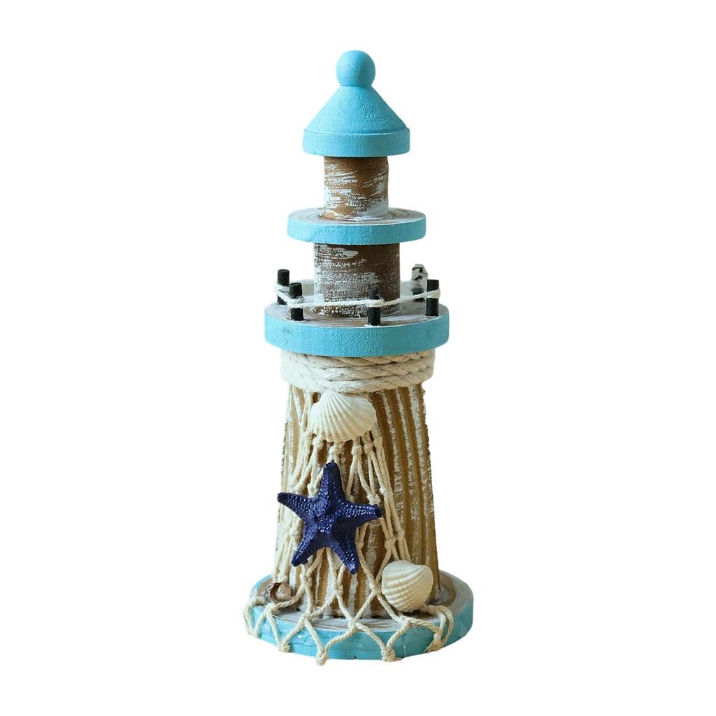 Wooden Lighthouse Ornament Display Desktop Decorative Home Decoration Tabletop Nautical Decor for Bar Birthday Gift Drawing Room