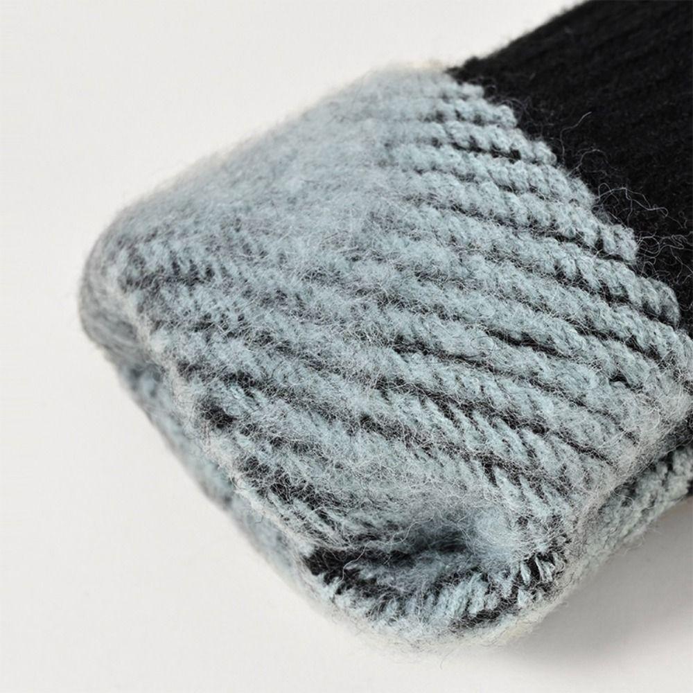 Touchscreen Knitted Woolen Gloves Thickened Full Finger Gloves Autumn Men Knitted Gloves Women