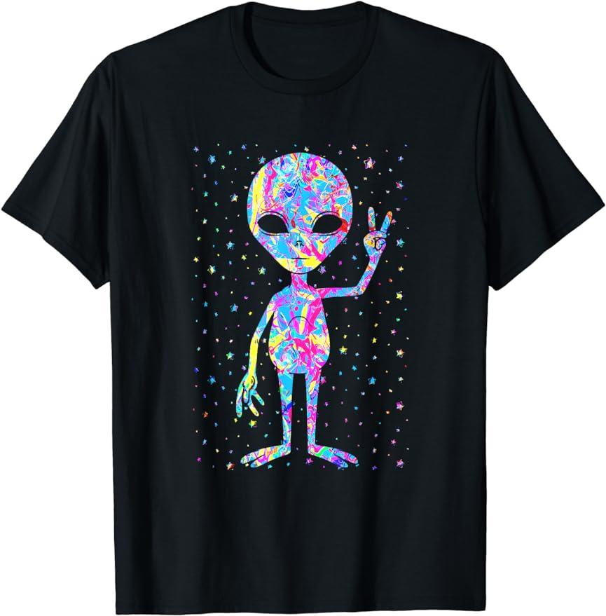 UFO Alien Retro Bright Mountain Lake Camping Visitor T-Shirt Women Men Clothing Tee Ropa Mujer Vintage Clothes Men T Shirt
