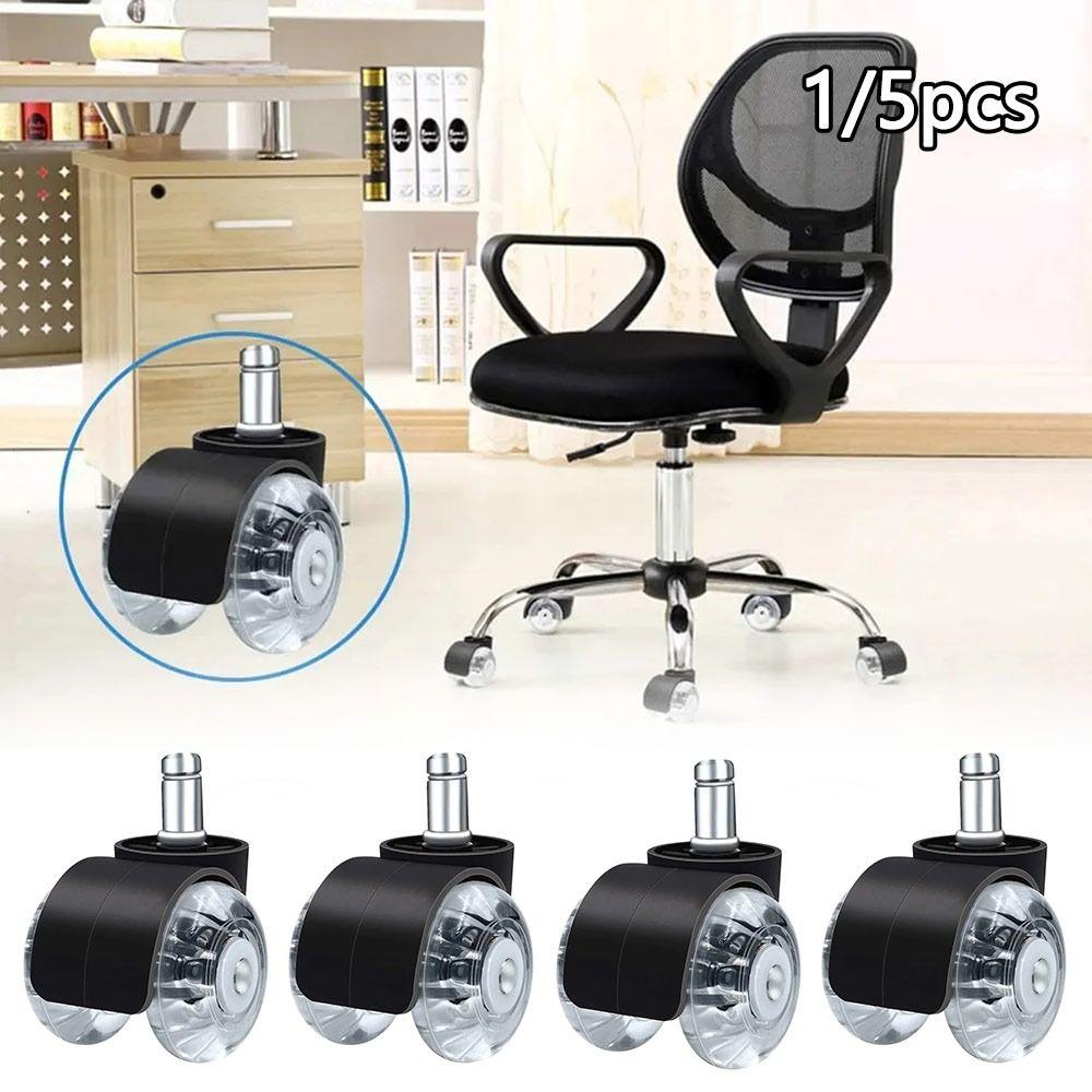 1/5 Stück Universelle Schreibtischstuhlräder Leise 360-Grad-Drehung Gaming-Stuhlrad Doppelrad-Design 2 Zoll