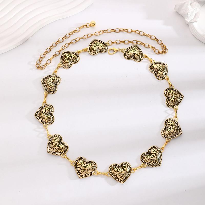 

Vintage Women Waist Belt Female Metallic Love-Heart Chain Tassel Belts Women Decorative Metal Body Jewelry 110cm золотой