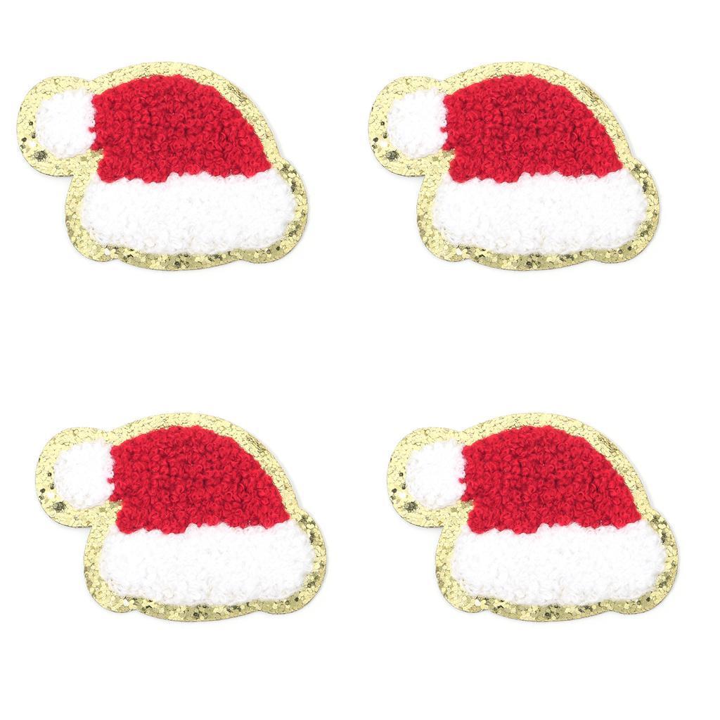 4pcs/lot Christmas Series Embroidery Patches Santa Snowflake Cartoon Shape Iron On Patch For DIY Sewing Garment Bags Decoration