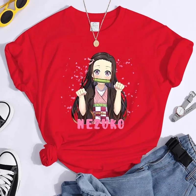 

Футболка с рисунком аниме-косплея Kamado Nezuko, спортивная футболка для бега, женская мода, футболки с аниме, футболки с коротким рукавом, летние футболки Y2k M