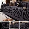 1pc Plush Sofa Cover - Modern Black & White Geometric Pattern,it for 1/2/3/4-Seater & Sectional Sofas - Luxury Living Room Decor
