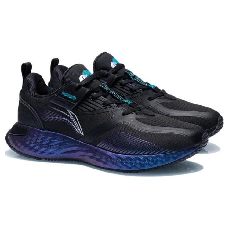 New LiNing Cloud Shield Wear Resistant Low Top Running Shoes Men's Black Purple AGLR233-53