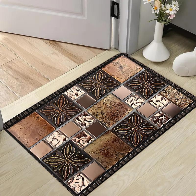 

Vintage Industrial European Pattern Carpet Mat Rug Home Decoration Living Room Bedroom Retro Tile Design Non Slip Durable 40x60cm 16x24 inch