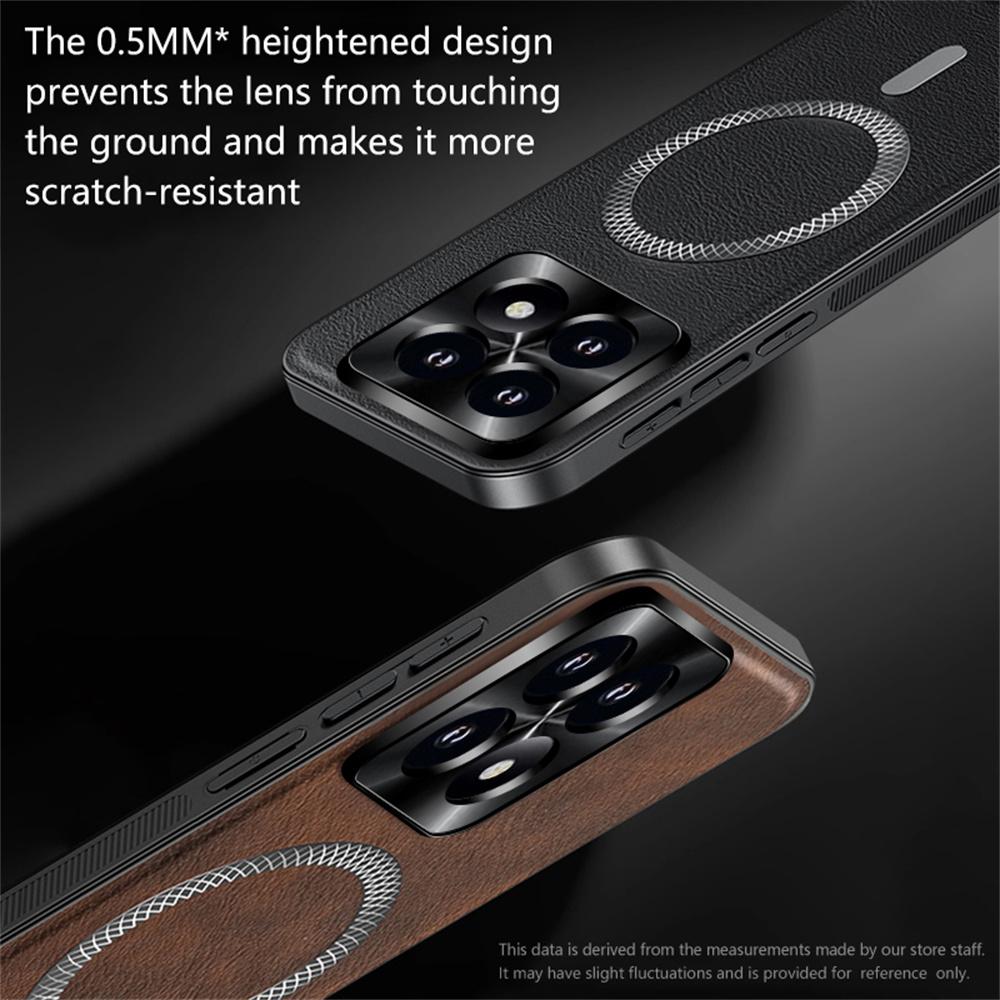 For Xiaomi 14T Pro Case Compatible with MagSafe PU TPU PC Phone Back Cover with Metal Lens Frame