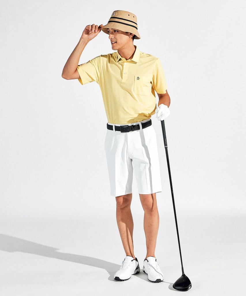 Munsingwear Short Sleeve Collared Pique Golf MG5SHS44M Men's High-Gauge Shirt, Moisture-Wicking, Quick-Drying, Cooling, Shirt, (YL00, Yellow)